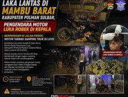 Berpapasan di Jalan Poros, Motor Tabrak Samping Truk di Luyo