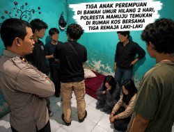 Tiga Anak Perempuan Hilang Dua Hari, Polresta Mamuju Sigap Temukan di Rumah Kos Bersama Tiga Remaja Laki-laki